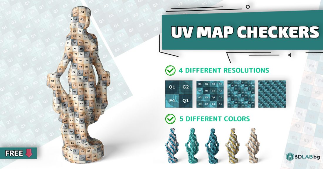 UV Map Checkers 3dlab.bg - Free textures to check UVs on your 3D Model